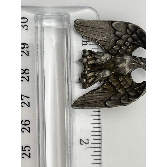 Vintage 2" Patriotic Eagle Pin Brooch Silver Tone Patina - Picture 6 of 6
